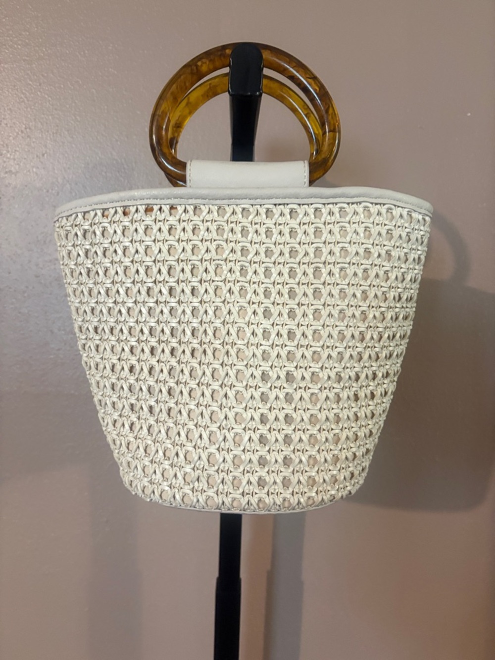 By Anthropologie Westlyn Woven Bucket Bag with Tortoiseshell Handle